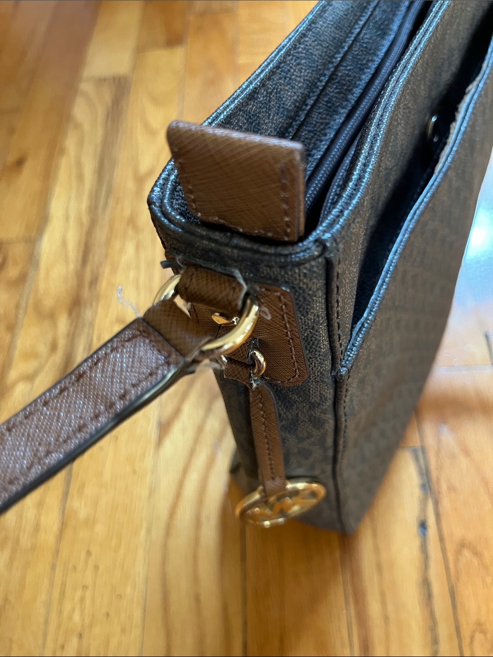 Michael Kors Brown and Dark Brown Logo Crossbody Bag - Picture 11 of 12